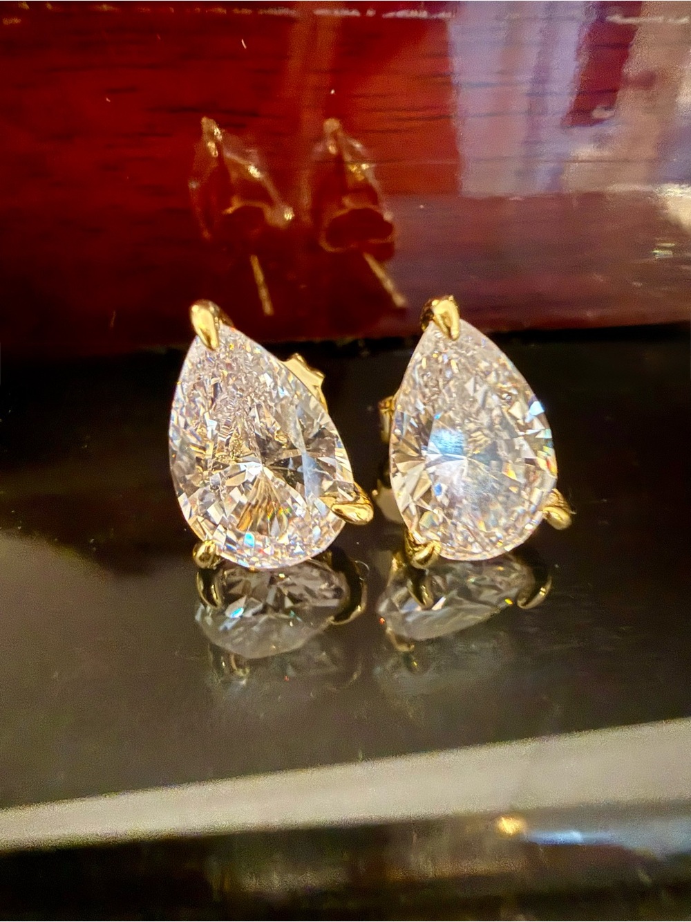 BRAND NEW! Brilliant 3 Carat CZ with 18K Gold Plate Earrings